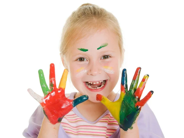 Мила дівчина грає з кольорами — стокове фото