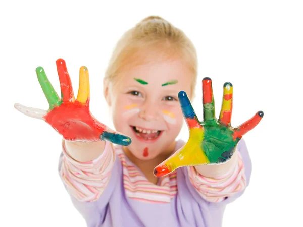 Linda chica jugando con los colores —  Fotos de Stock