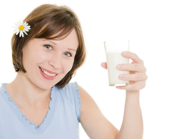 Beyaz bir arka plan üzerinde süt içmek Kadınlar. — Stok fotoğraf