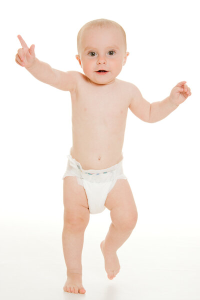 The kid with his finger pointing up.