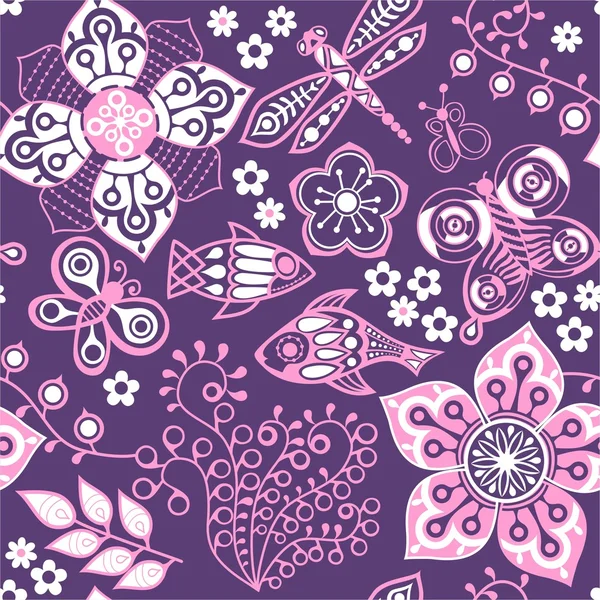 明るい花のシームレスなパターン — ストックベクタ