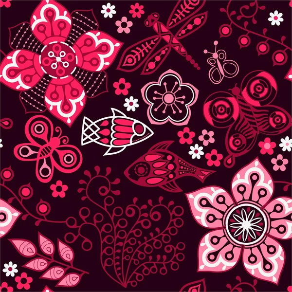 Motif floral lumineux sans couture — Image vectorielle