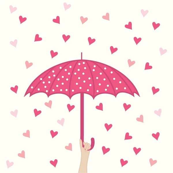 Padrão sem costura com guarda-chuva e corações chuva —  Vetores de Stock