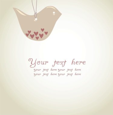 Greeting card with cute bird, pendant clipart