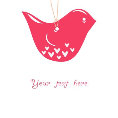 Greeting card with cute bird, pendant clipart