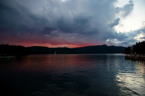 stock image Sunset on lake ashi, japan