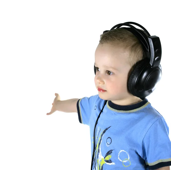 stock image Little DJ boy on a white