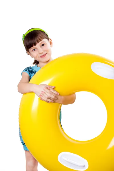 The girl with a rubber ring — Stock Photo, Image