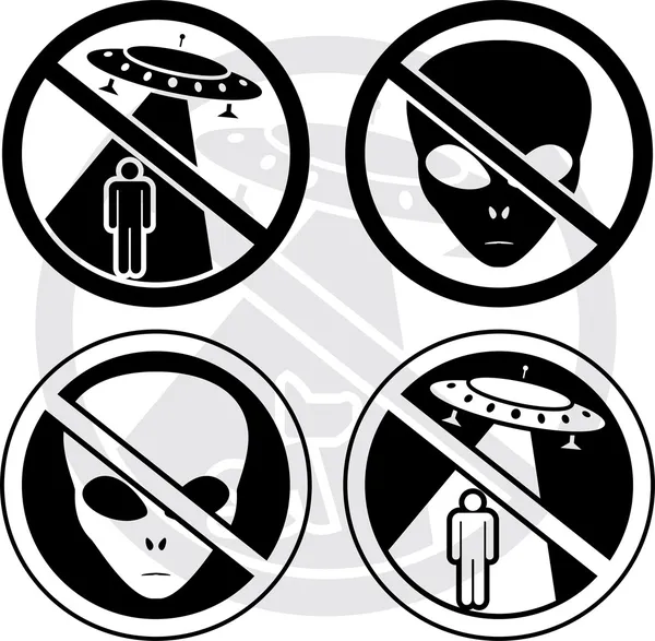 Set of danger UFO signs — Stock Vector