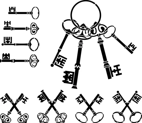Set di chiavi medievali — Vettoriale Stock