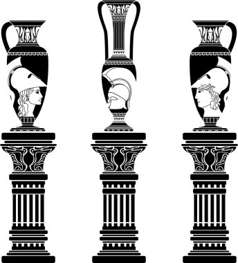 Hellenic jugs with columns clipart