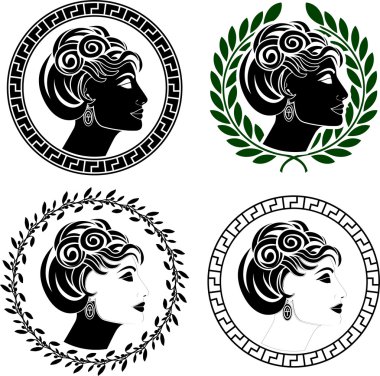 Set of roman woman profiles clipart