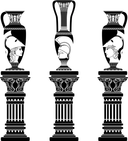 Brocche elleniche con colonne — Vettoriale Stock