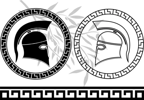 Řecké helmy a Olivová ratolest — Stockový vektor