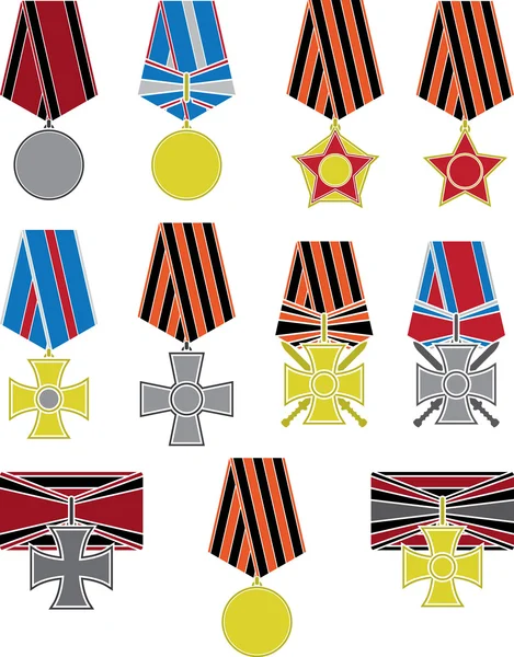 Набор крестов и медалей — стоковый вектор