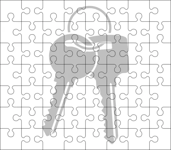 Stencil of puzzle pieces and keys — Stock Vector