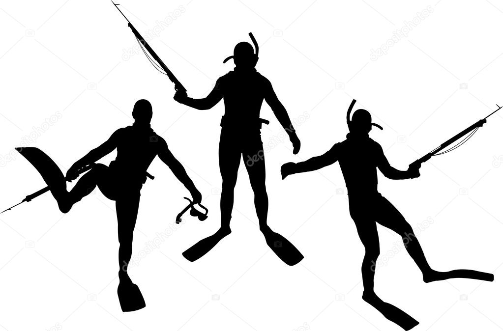 Set of diver silhouettes