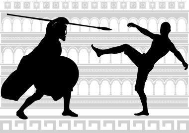 Silhouettes of gladiators clipart