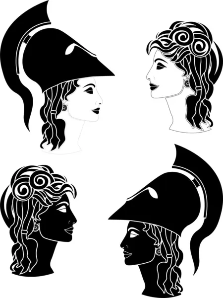 Griekse vrouw profielen — Stockvector