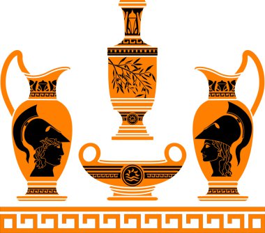 Set of hellenic vases. stencils clipart