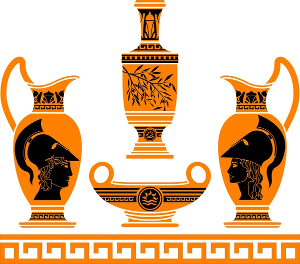 Set di vasi ellenici. stencil — Vettoriale Stock