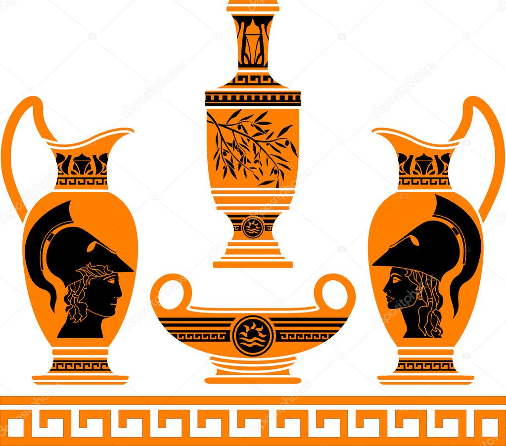 Set of hellenic vases. stencils