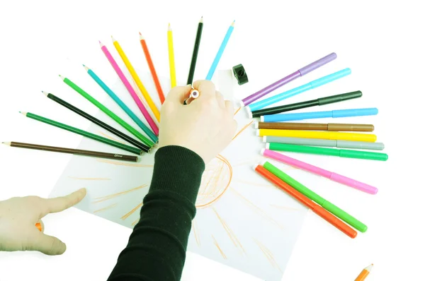 Renkli kalemler ile çizilmiş resim — Stok fotoğraf