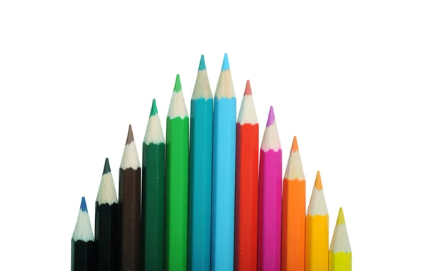 Farvede blyanter isoleret på den hvide baggrund - Stock-foto