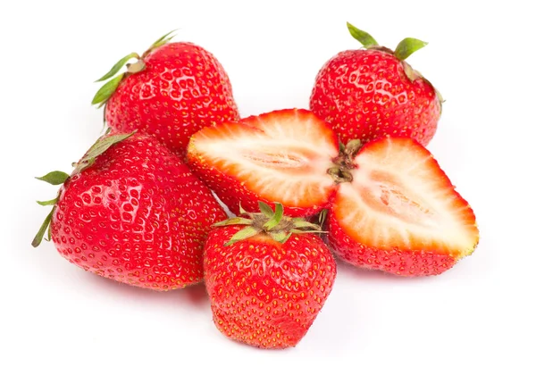 Group sliced ​​strawberries on a white background — Stock Photo, Image
