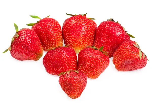 Rijpe aardbeien geïsoleerd op witte achtergrond — Stockfoto