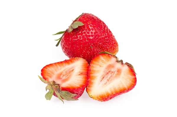Ομάδα φέτες?? φράουλες σε λευκό φόντο — Φωτογραφία Αρχείου