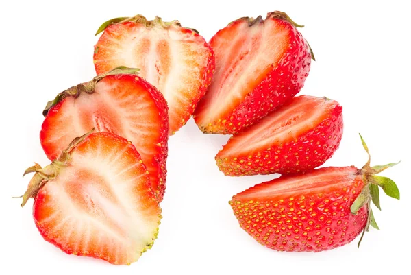 Group sliced ​​strawberries on a white background — Stock Photo, Image
