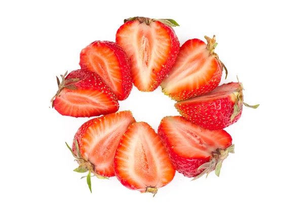Grupo de fresas en rodajas en un fondo blanco —  Fotos de Stock