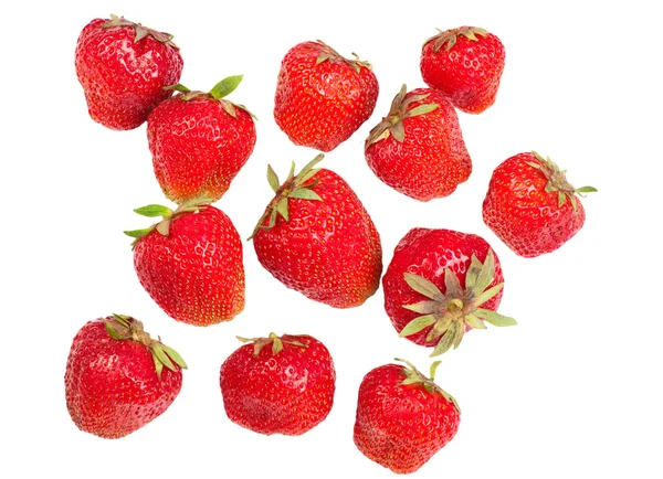 Ώριμες φράουλες που απομονώνονται σε λευκό φόντο — Φωτογραφία Αρχείου