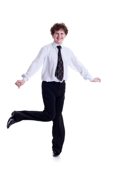 Lächelnder Geschäftsmann tanzt — Stockfoto