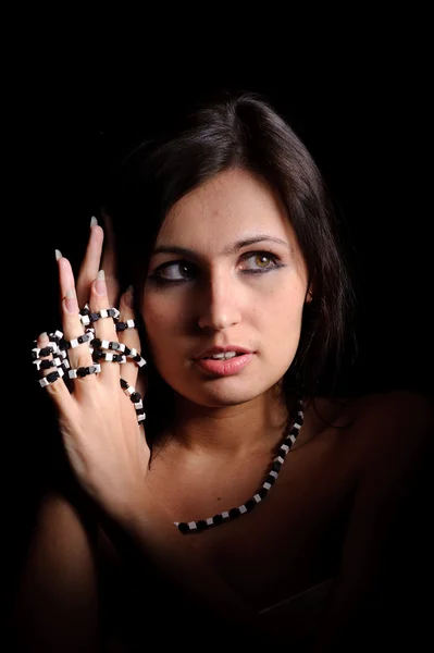 Woman with beads — Stock Photo, Image