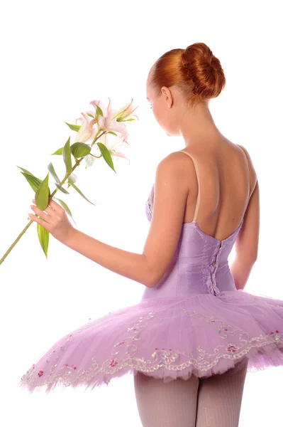 Ballerina met lelie — Stockfoto