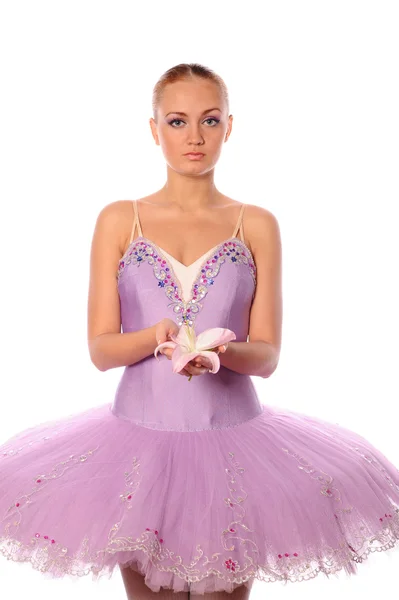Балерина с лилией — стоковое фото