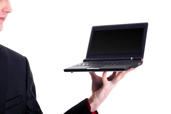 Businessman with netbook — Stock Photo, Image