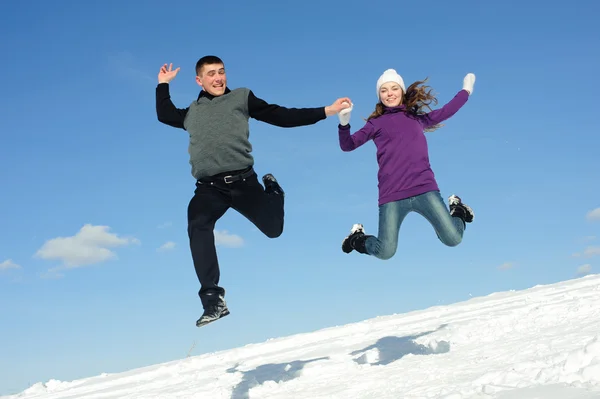 Two teenagers jumping — Stock Photo, Image