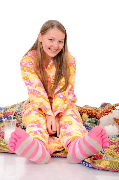 Mädchen mit rosa Socken — Stockfoto