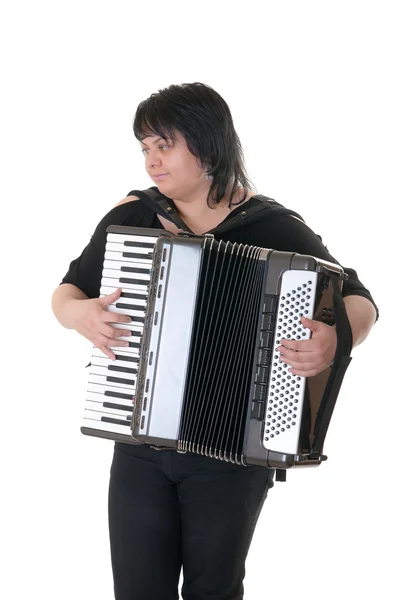 Girl playing an accordion — Stock Photo, Image