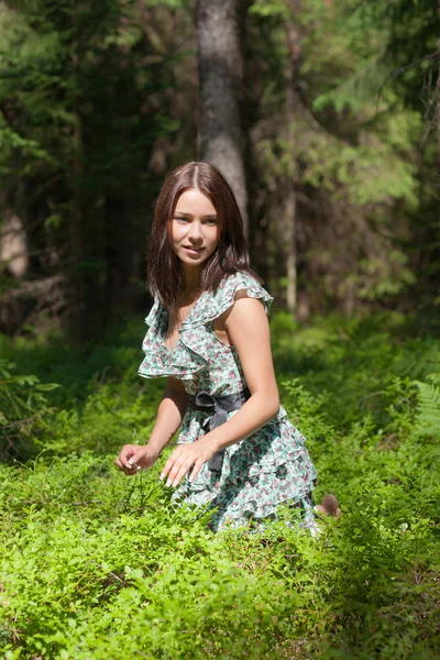 Flicka i sommar trä — Stockfoto