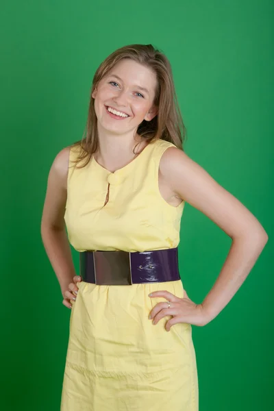 The girl in a yellow dress — Stock Photo, Image