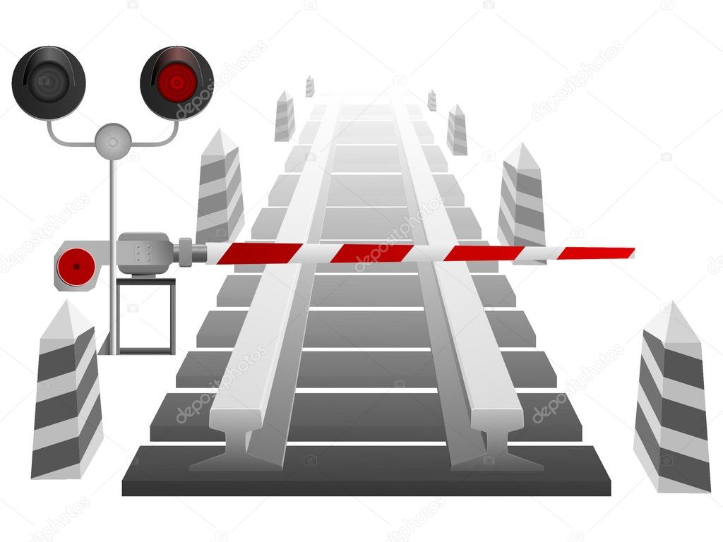 Railroad crossing and the barrier. vector