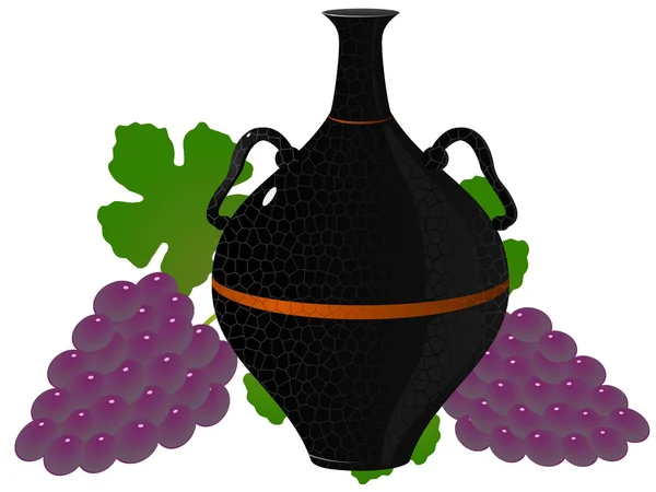 ? mphora vin och druvor. vektor — Stock vektor