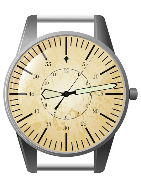 矢量插画的金属外壳的旧手表 — 图库矢量图片