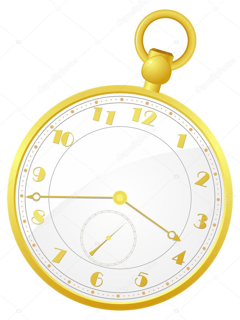 Vector illustration of gold pocket watch
