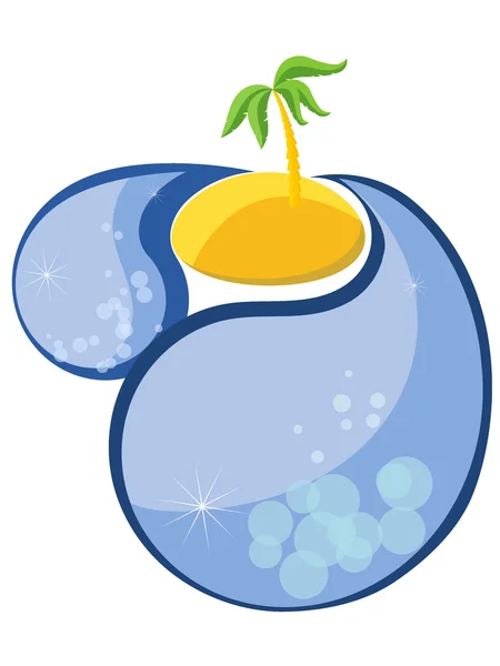 Ilustración vectorial de la isla con palmera en el océano — Vector de stock