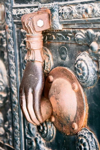 Old steel door's handle — Stock Photo, Image